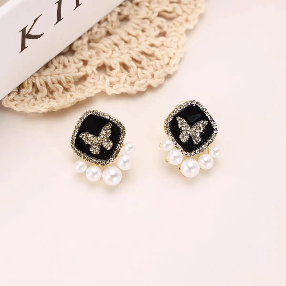 ButterflyPearlStudsEarings