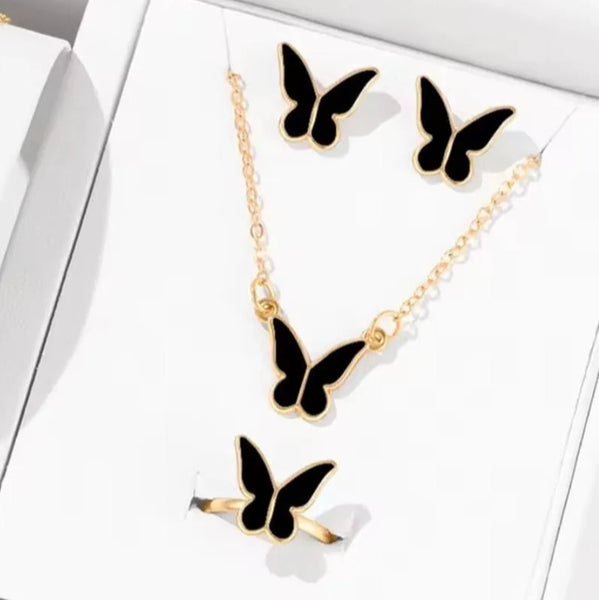 Butterfly-themed necklace and earrings set