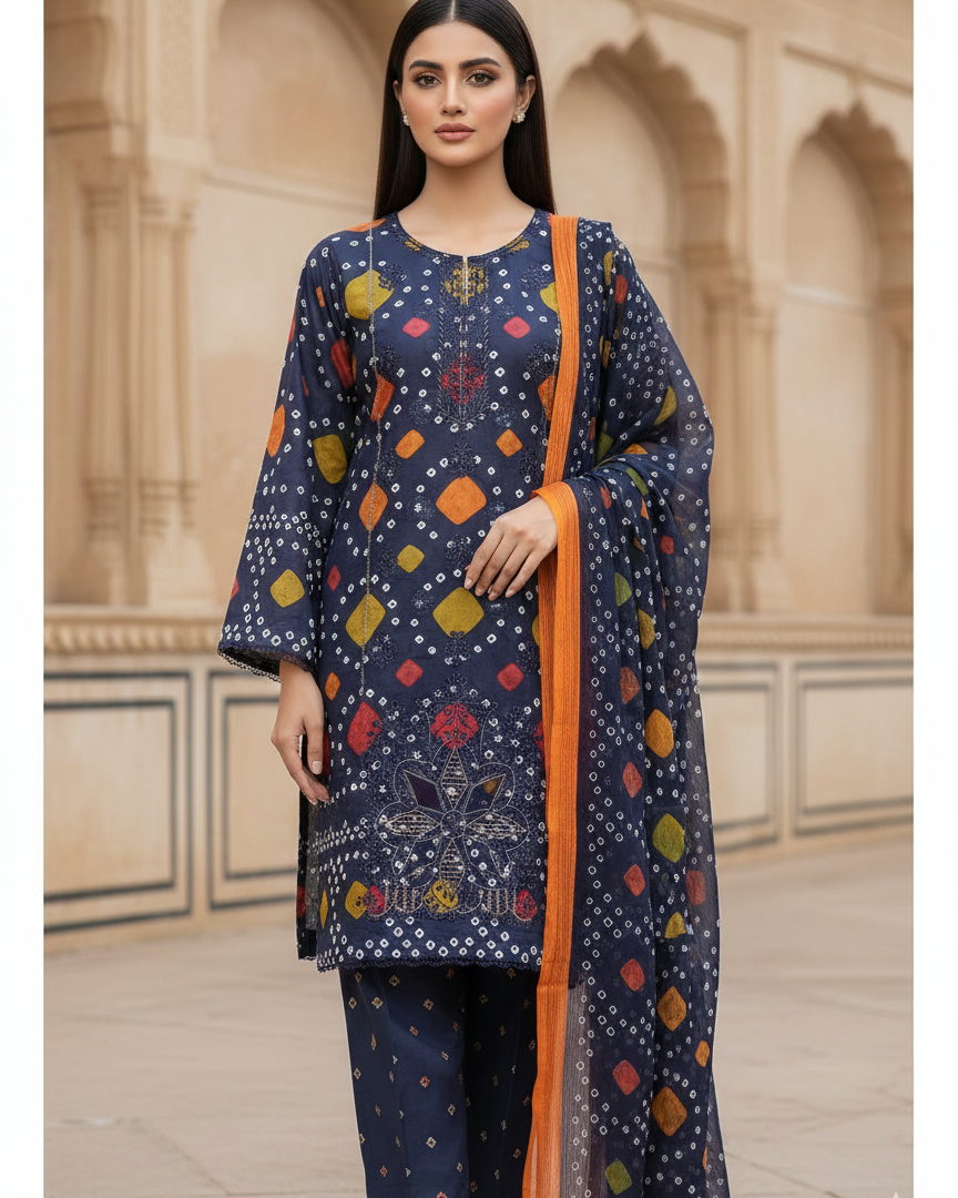 Berry  Embroidered 3PC