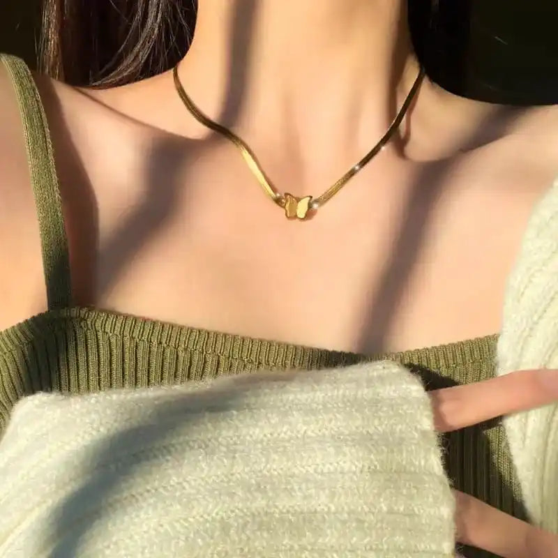 Gold Butterfly stainless steel chain