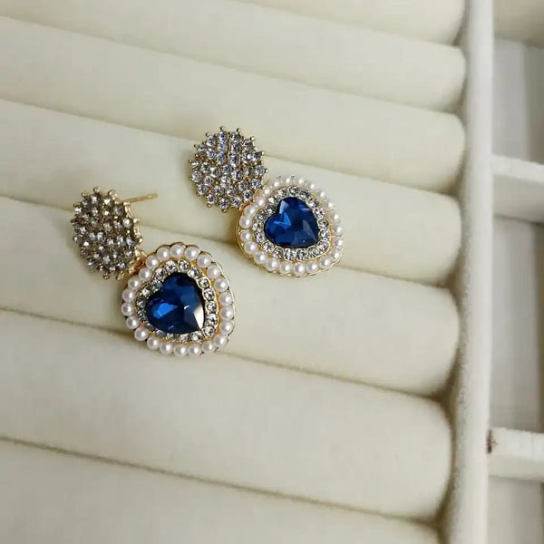 Heart Multicolor Rhinestone Earrings