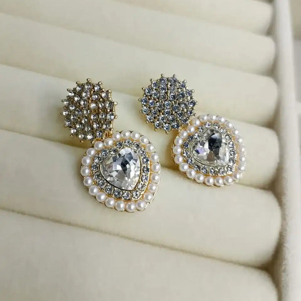Heart Multicolor Rhinestone Earrings