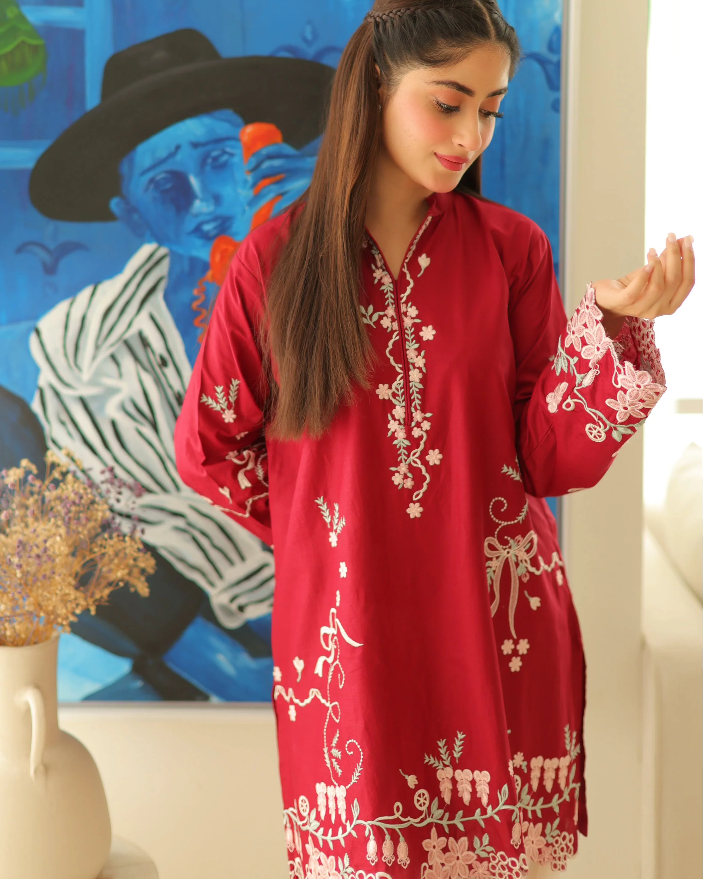 ROSETTE EMBROIDED 2PC